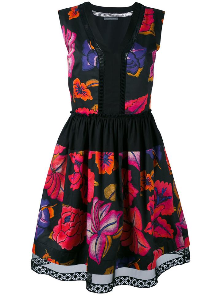 Alberta Ferretti - Printed Sleeveless Shift Dress - Women - Cotton - 42, Black, Cotton