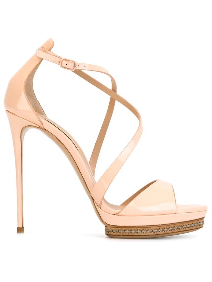 Casadei Strappy Stiletto Sandals, Women's, Size: 41, Pink/purple, Patent Leather/leather