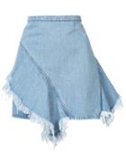 Strateas Carlucci Raw Hem Frill Trim Mini Denim Skirt - Blue