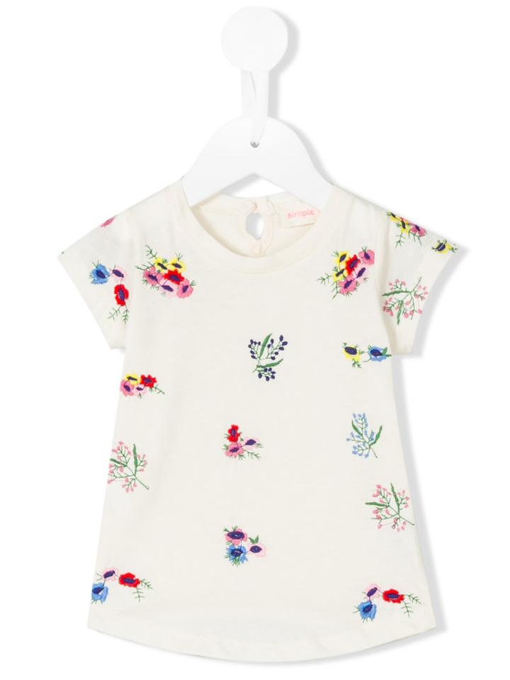 Simple Kids - Embroidered T-shirt - Kids - Cotton - 12 Mth, White