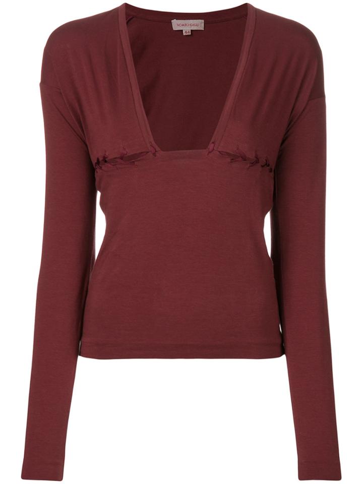 Romeo Gigli Vintage Lace-up Detail Blouse - Red