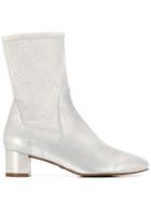 Stuart Weitzman Leather Ankle Boots - Silver