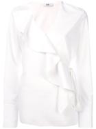 Area Ruffle-front Blouse - White