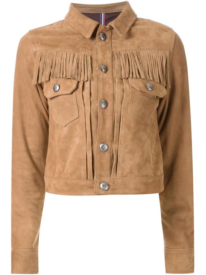 Guild Prime Fringed Jacket, Women's, Size: 34, Brown, Cupro/goat Skin