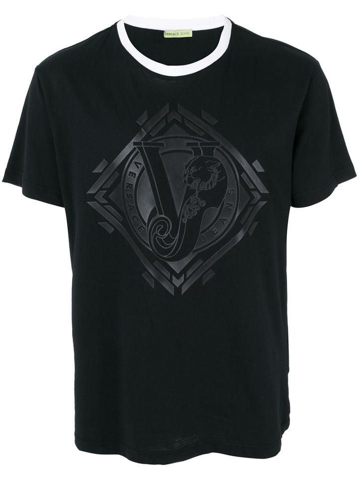 Versace Jeans - Tonal Logo Print T-shirt - Men - Cotton/polyester/spandex/elastane/resin - L, Black, Cotton/polyester/spandex/elastane/resin