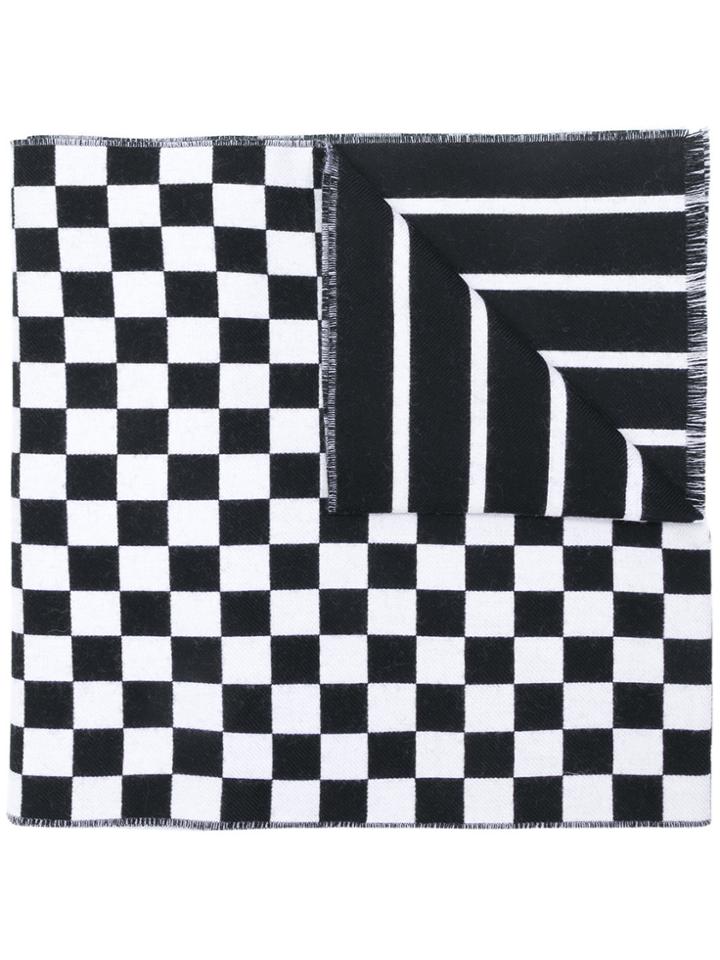 Versace Logo-print Check Scarf - White