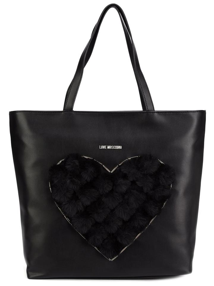 Love Moschino Faux Fur Heart Tote, Women's, Black