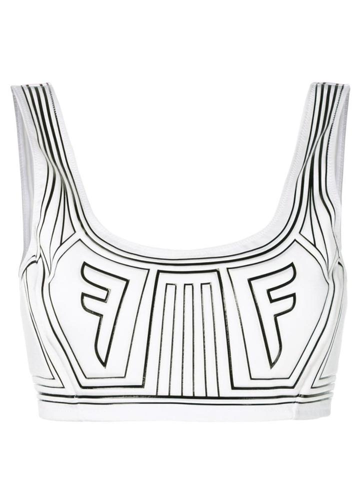 Fendi Graphic Logo Crop Top - White