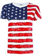 P.a.r.o.s.h. American Flag Print T-shirt, Women's, Size: Large, White, Pvc/cotton