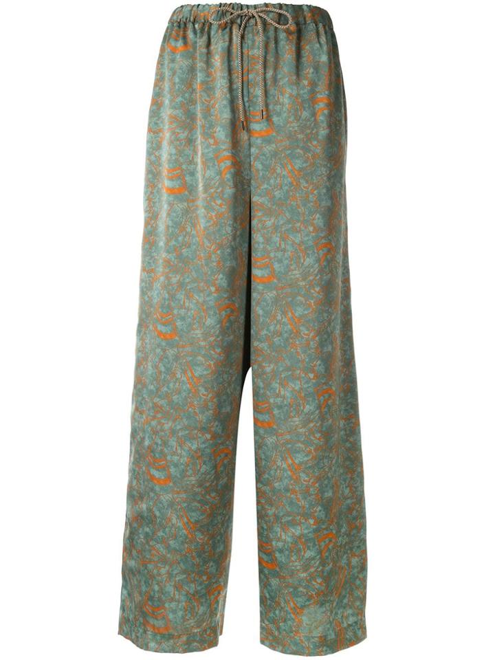Muller Of Yoshiokubo Printed Drawstring Trousers - Blue