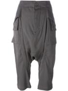 Rick Owens Drop Crotch Cropped Trousers, Women's, Size: 42, Grey, Viscose/spandex/elastane