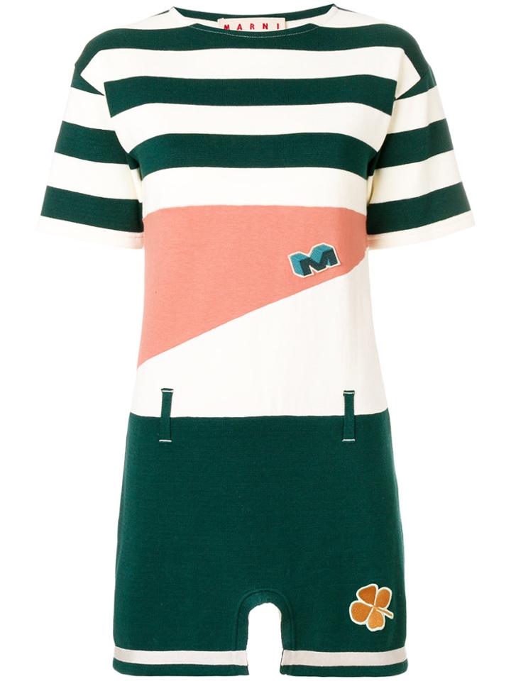 Marni Colourblock Striped T-shirt Dress - White