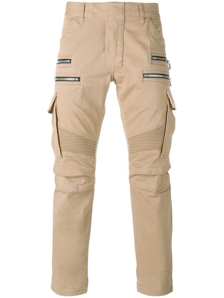 Balmain Biker Cargo Trousers - Nude & Neutrals