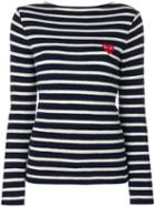 Comme Des Garçons Play - Striped Sweatshirt - Women - Wool - S, Blue, Wool