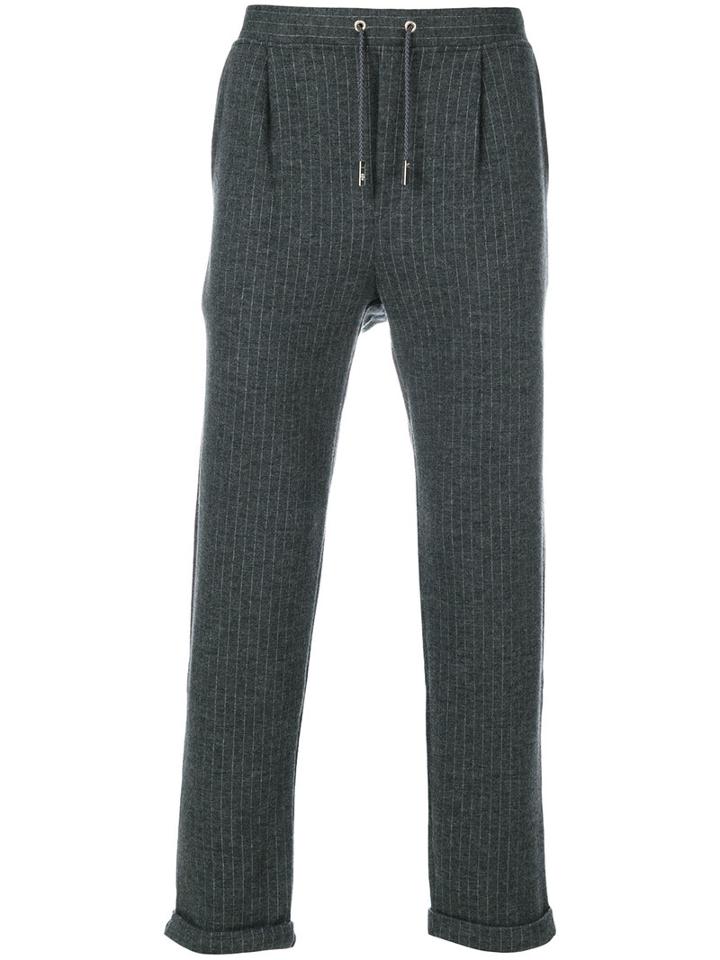 Eleventy - Pin-stripe Cropped Trousers - Men - Cotton/virgin Wool - S, Grey, Cotton/virgin Wool