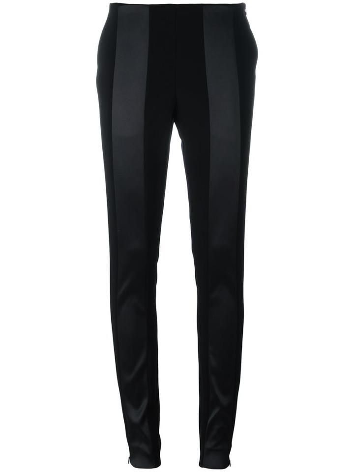 Paco Rabanne Satin Stripe Skinny Trousers, Women's, Size: 40, Black, Nylon/polyamide/polyurethane/spandex/elastane