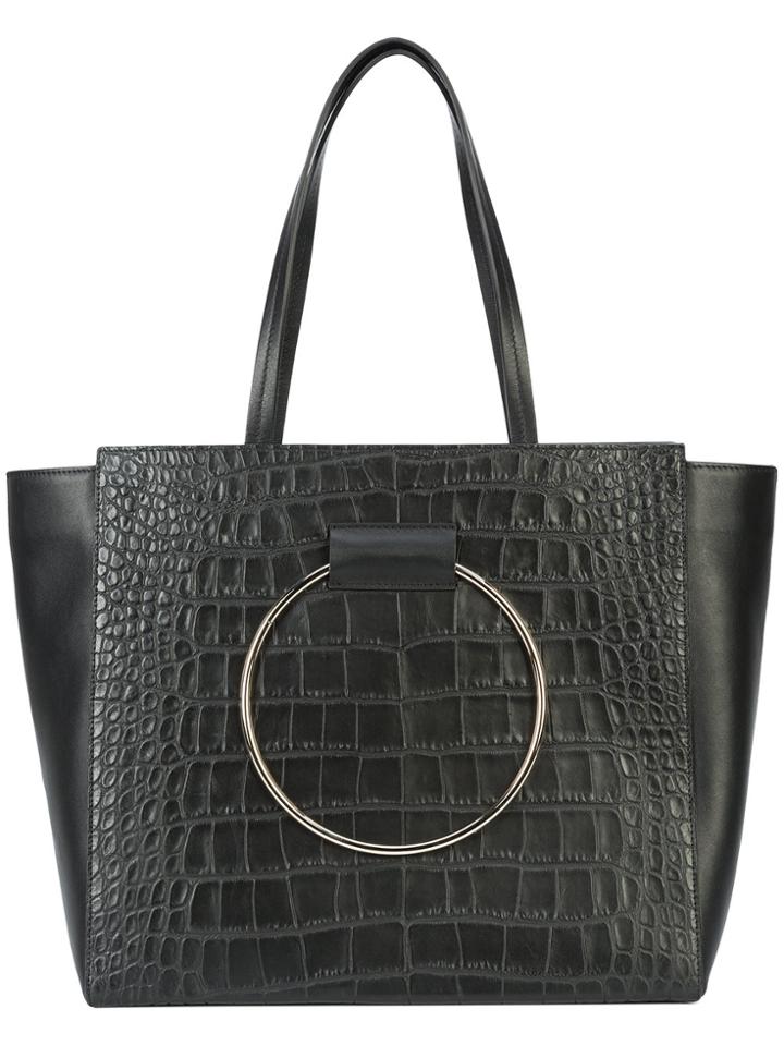 Little Liffner Reptile Skin Effect Ring Detail Large Tote - Black