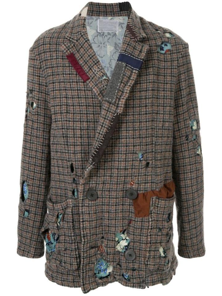 Kolor Ripped Double-breasted Jacket - Brown