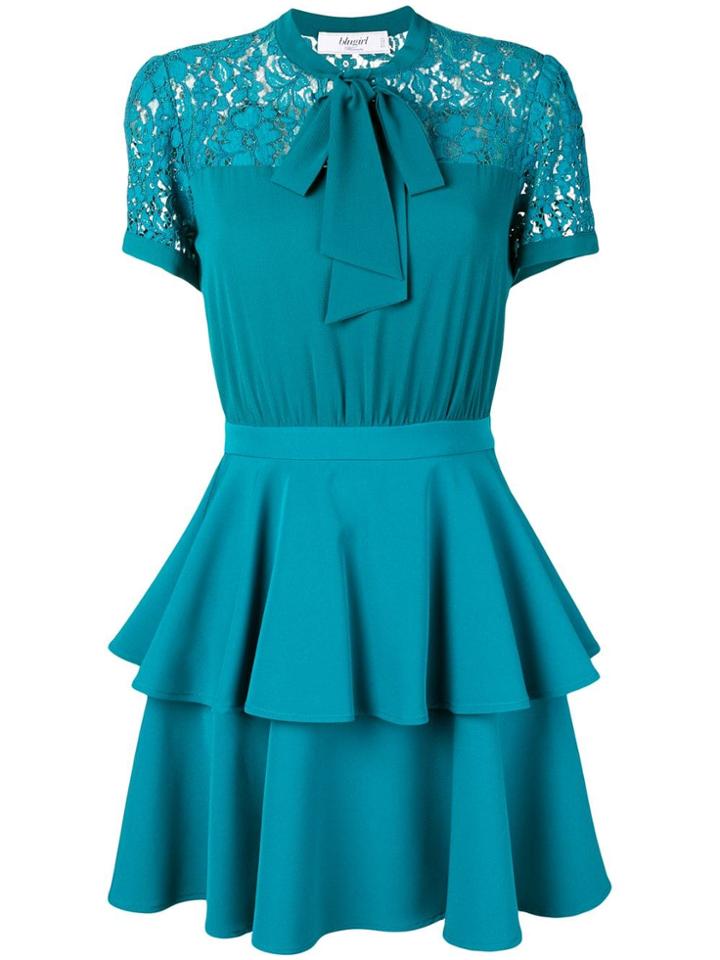 Blugirl Pussy Bow Mini Dress - Green