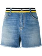 Ermanno Scervino Embellished Back Shorts, Women's, Size: 40, Blue, Cotton/spandex/elastane
