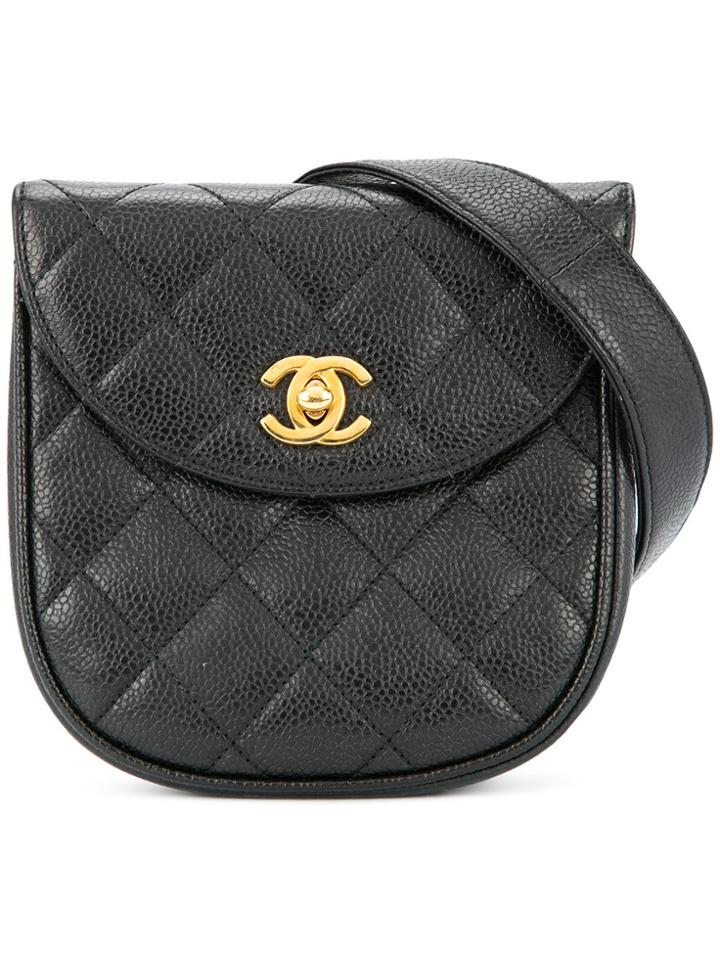 Chanel Vintage Diamond Quilted Belt Bag - Black