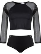 Brigitte Cropped Top And Hot Pants Set, Women's, Size: G, Black, Polyamide/spandex/elastane