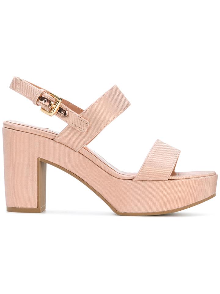 L'autre Chose Double Strap Court Sandals - Pink & Purple