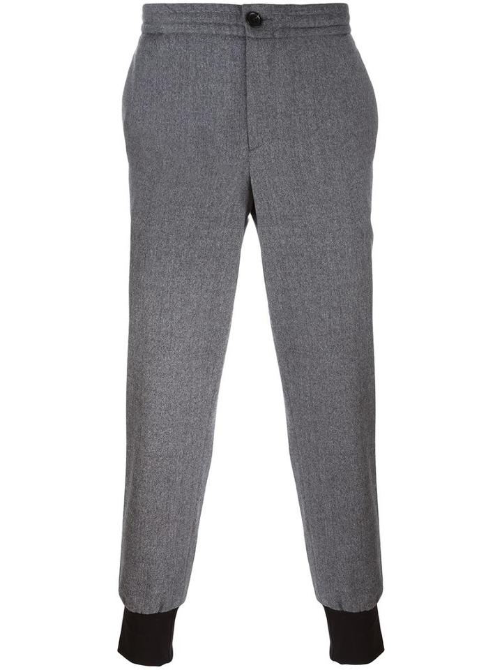 Ps By Paul Smith Cuffed Hem Tapered Trousers, Men's, Size: 34, Grey, Wool