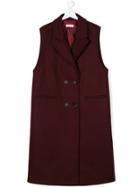 Nunzia Corinna Sleeveless Double Breasted Coat - Red
