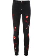 Philipp Plein Embroidered Skinny Jeans, Women's, Size: 28, Black, Cotton/spandex/elastane
