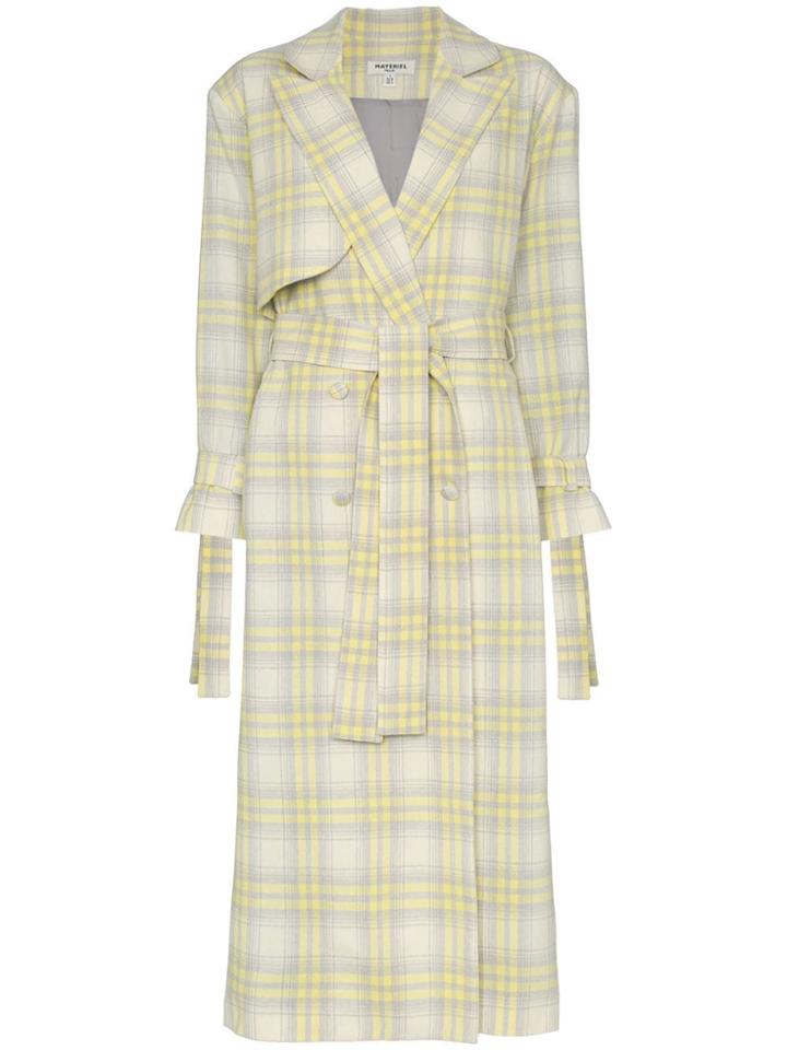Matériel Check Wool Trench Coat - Grey