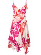 Josie Natori Peony Print Ruffle Dress - Pink & Purple