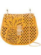 Chloé Perforated Drew Shoulder Bag, Women's, Yellow/orange, Calf Leather