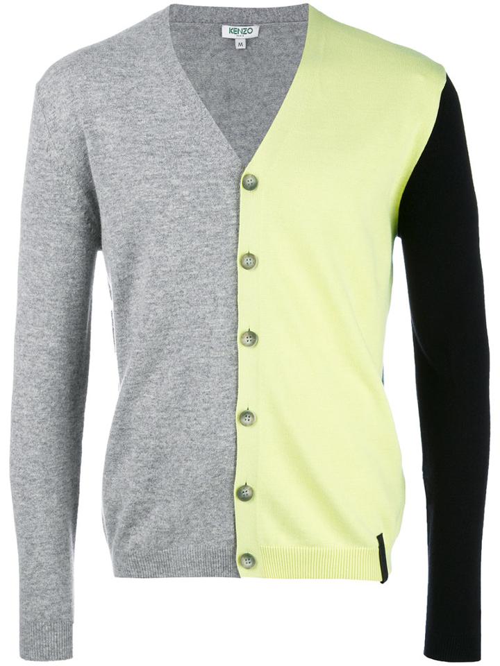 Kenzo Colour Block Cardigan, Men's, Size: Small, Yellow, Cotton/wool/cashmere