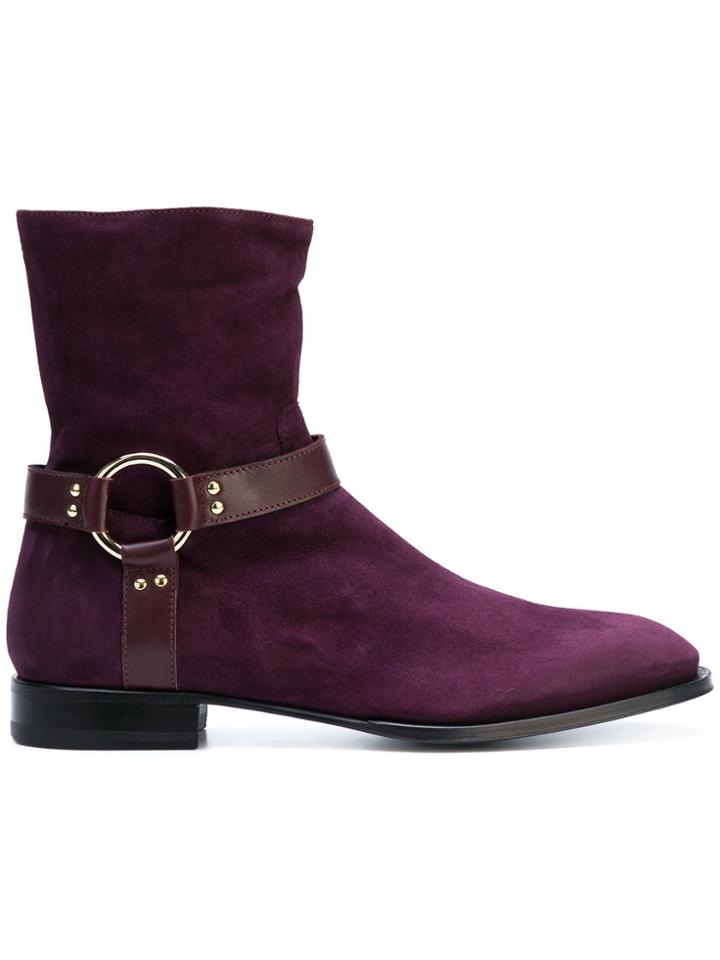 Cesare Paciotti Buckled Boots - Pink & Purple
