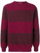 Officine Generale Crew Neck Striped Jumper - Red