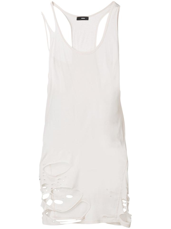 Diesel Ripped Longline Tank Top - Nude & Neutrals
