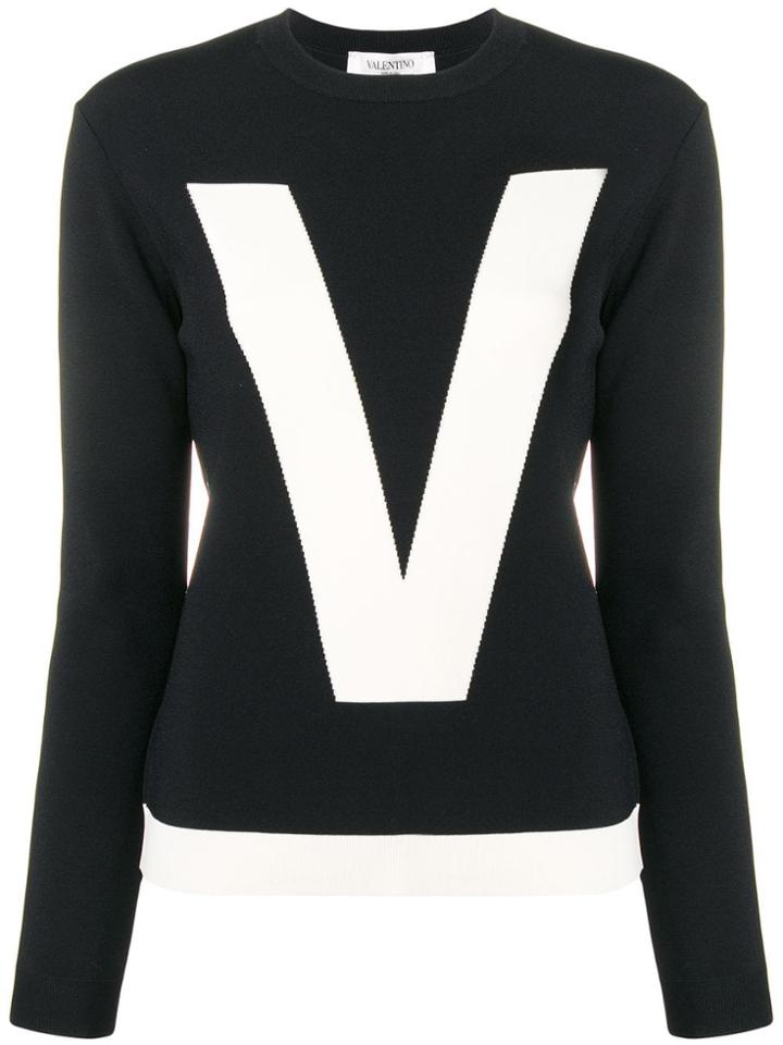 Valentino Two-tone Inlay Logo Jumper - Black
