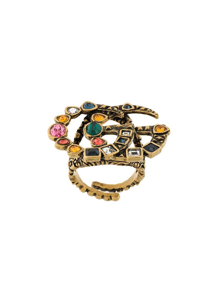 Gucci Crystal Double G Ring - Metallic