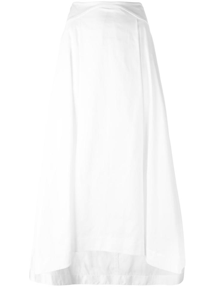 Jil Sander Navy Flared Skirt, Women's, Size: 36, White, Cotton