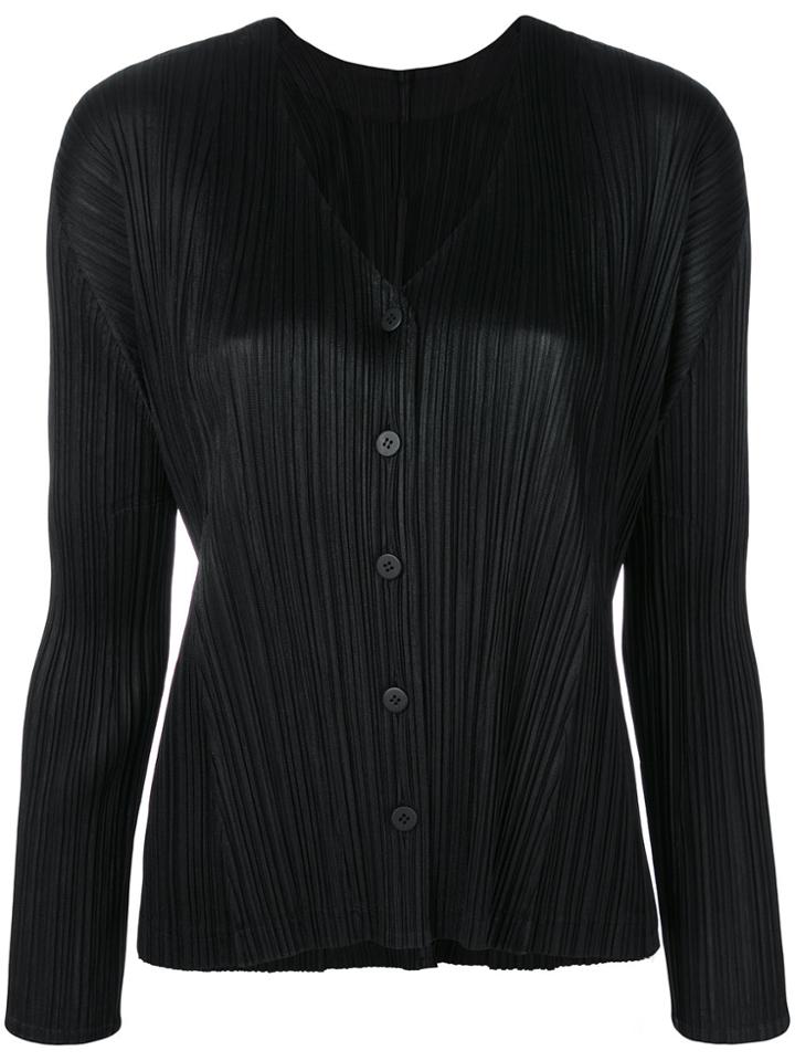 Pleats Please By Issey Miyake Plissé V-neck Cardigan - Black