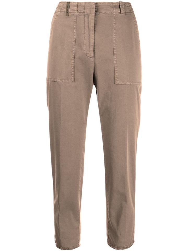 Peserico High Waisted Cropped Trousers - Neutrals