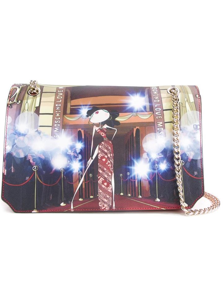 Love Moschino 'flashes' Print Shoulder Bag, Women's, Red