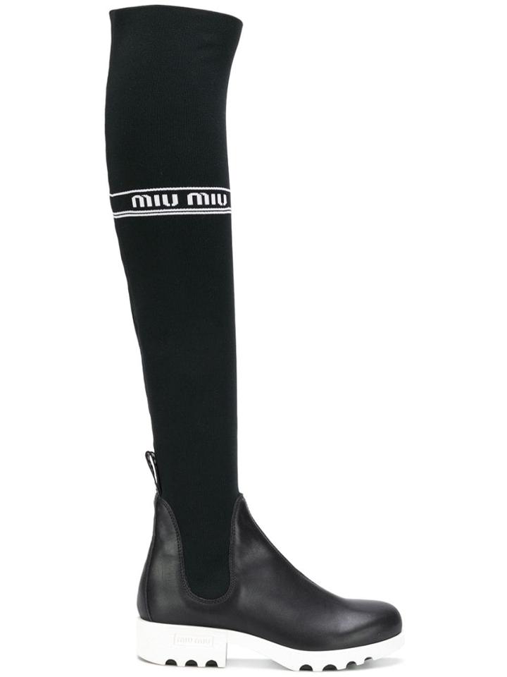 Miu Miu Over The Knee Sock Boots - Black