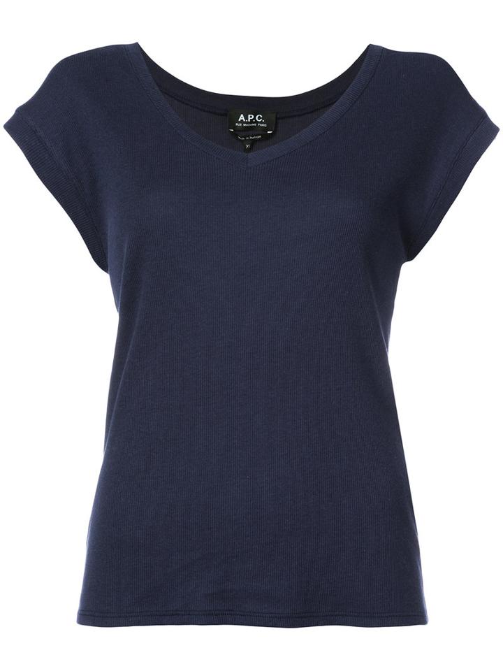 A.p.c. - Short Sleeve T-shirt - Women - Modal/cotton - S, Blue, Modal/cotton