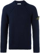 Stone Island Knitted Long Sleeve Sweater, Men's, Size: Xl, Blue, Polyamide/viscose/cashmere/wool