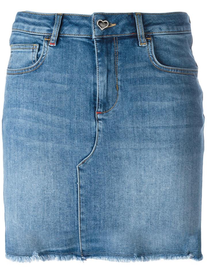 Twin-set Raw Hem Denim Skirt, Women's, Size: Xs, Blue, Cotton