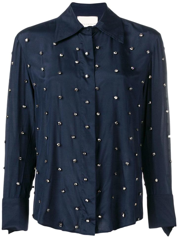 Erika Cavallini Embellished Fitted Blouse - Blue
