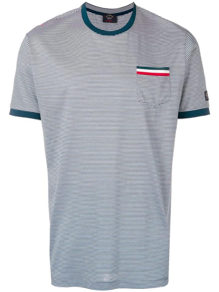 Paul & Shark Tricolour Detail Striped T-shirt - Blue