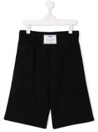Msgm Kids Teen Label Print Bermuda Shorts - Black